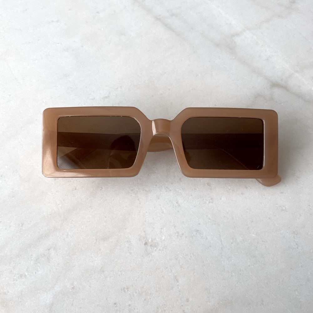 Tan Rectangular Fashionable Sunglasses